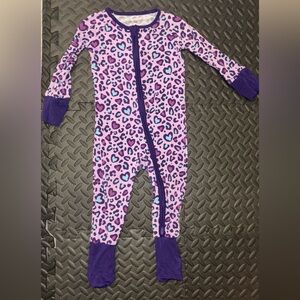 Little Sleepies Purple Cheetah Hearts Zippy (6-12m)